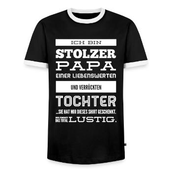 Stolzer Papa | Papa & Tochter Geschenkidee - Männer Kontrast-T-Shirt - Schwarz/Weiß - Vorne - AI Model Female 172 light (172cm) & AI Model Male 178 light (178cm)