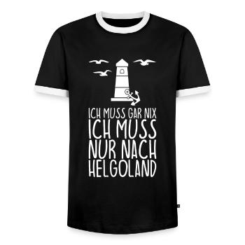 Ich muss gar nix Ich muss nur nach HELGOLAND - Männer Kontrast-T-Shirt - Schwarz/Weiß - Vorne - AI Model Female 172 light (172cm) & AI Model Male 178 light (178cm)