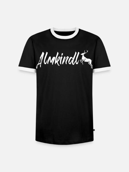 Almkindl - Almkindl Schriftzug - Männer Kontrast-T-Shirt - Schwarz/Weiß