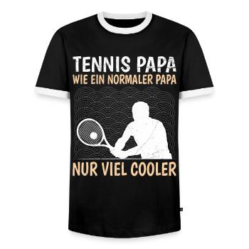 Tennis Papa wie ein normaler Papa nur cooler - Männer Kontrast-T-Shirt - Schwarz/Weiß - Vorne - AI Model Female 172 light (172cm) & AI Model Male 178 light (178cm)