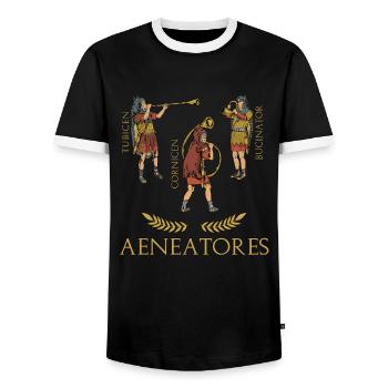 Musiciens romains dans la Légion - Aeneatores - T-shirt contrasté Homme - noir/blanc - Devant - AI Model Female 172 light (172cm) & AI Model Male 178 light (178cm)