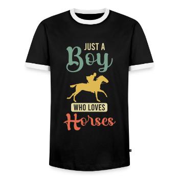 Just a Boy who loves Horses Reiter - Männer Kontrast-T-Shirt - Schwarz/Weiß - Vorne - AI Model Female 172 light (172cm) & AI Model Male 178 light (178cm)