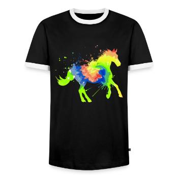 Sports équestres Art équestre Sport équestre Sport équestre - T-shirt contrasté Homme - noir/blanc - Devant - AI Model Female 172 light (172cm) & AI Model Male 178 light (178cm)