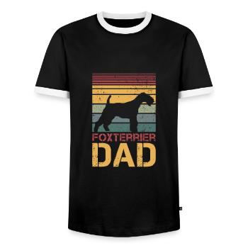 Papa Fox Terrier - T-shirt contrasté Homme - noir/blanc - Devant - AI Model Female 172 light (172cm) & AI Model Male 178 light (178cm)