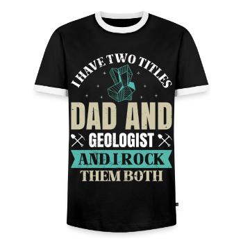 Geology Geologist Fossils - Dad and Geologist - Men's Ringer Shirt - black/white - Front - AI Model Female 172 light (172cm) & AI Model Male 178 light (178cm)