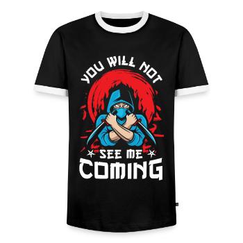 Ninja Tshirt Kinder Herren Ninjutsu - Männer Kontrast-T-Shirt - Schwarz/Weiß - Vorne - AI Model Female 172 light (172cm) & AI Model Male 178 light (178cm)