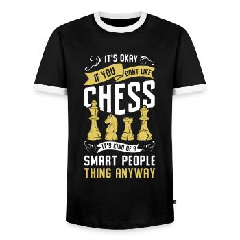 Chess Gift Board Game Chess Game Chess Board - Men's Ringer Shirt - black/white - Front - AI Model Female 172 light (172cm) & AI Model Male 178 light (178cm)