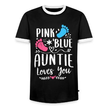 Aunt Godmother Pregnant Baby Sister Niece - Men's Ringer Shirt - black/white - Front - AI Model Female 172 light (172cm) & AI Model Male 178 light (178cm)