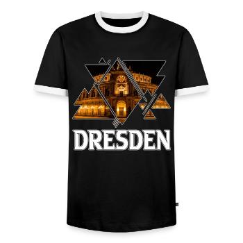 Dresde Allemagne Ville Skyline Accueil Amour - T-shirt contrasté Homme - noir/blanc - Devant - AI Model Female 172 light (172cm) & AI Model Male 178 light (178cm)