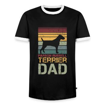 Parson Russell terrier Dad - Men's Ringer Shirt - black/white - Front - AI Model Female 172 light (172cm) & AI Model Male 178 light (178cm)