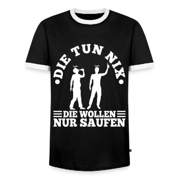 Die tun nix die wollen nur saufen - Männer Kontrast-T-Shirt - Schwarz/Weiß - Vorne - AI Model Female 172 light (172cm) & AI Model Male 178 light (178cm)