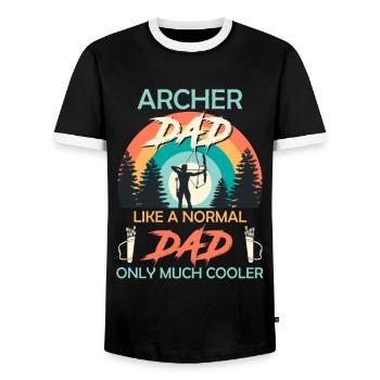 Archer Daddy normal Dad just cooler - Men's Ringer Shirt - black/white - Front - AI Model Female 172 light (172cm) & AI Model Male 178 light (178cm)