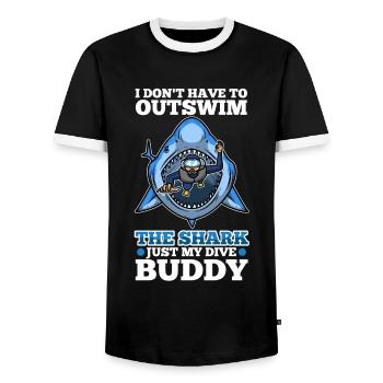 I don't have to outswim the shark, just my dive bu - Männer Kontrast-T-Shirt - Schwarz/Weiß - Vorne - AI Model Female 172 light (172cm) & AI Model Male 178 light (178cm)