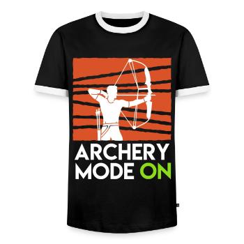 Mode tir à l’arc sur arc à poulies - T-shirt contrasté Homme - noir/blanc - Devant - AI Model Female 172 light (172cm) & AI Model Male 178 light (178cm)