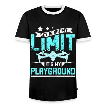 Sky is not my limit its my playground drone - Men's Ringer Shirt - black/white - Front - AI Model Female 172 light (172cm) & AI Model Male 178 light (178cm)