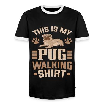 Pug Dog Owner This Is My Pug Walking Shirt - Men's Ringer Shirt - black/white - Front - AI Model Female 172 light (172cm) & AI Model Male 178 light (178cm)