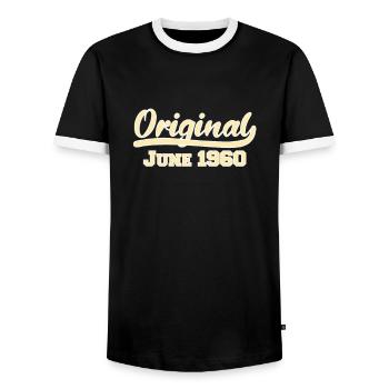 62ème anniversaire Juin né 1960 Idée cadeau - T-shirt contrasté Homme - noir/blanc - Devant - AI Model Female 172 light (172cm) & AI Model Male 178 light (178cm)