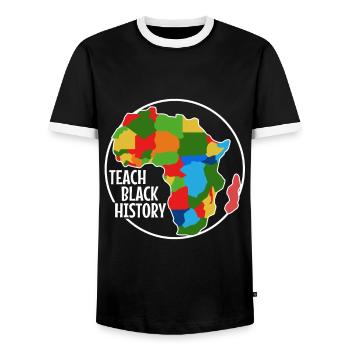 Teach Black History - Men's Ringer Shirt - black/white - Front - AI Model Female 172 light (172cm) & AI Model Male 178 light (178cm)