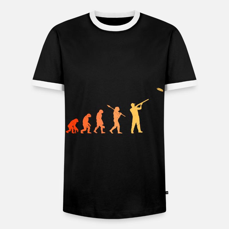 Tontaubenschießen Evolution - Männer Kontrast-T-Shirt - Schwarz/Weiß