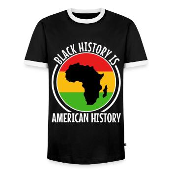 Black history is american history - Men's Ringer Shirt - black/white - Front - AI Model Female 172 light (172cm) & AI Model Male 178 light (178cm)