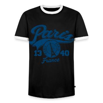France Gift Paris French French Monaco - Men's Ringer Shirt - black/white - Front - AI Model Female 172 light (172cm) & AI Model Male 178 light (178cm)
