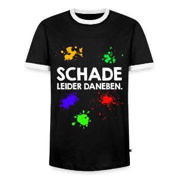 Schade leider daneben Paintballspieler - Männer Kontrast-T-Shirt - Schwarz/Weiß - Vorne - AI Model Female 172 light (172cm) & AI Model Male 178 light (178cm)