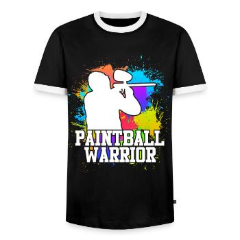 Paintball Warrior Paintballer - T-shirt contrasté Homme - noir/blanc - Devant - AI Model Female 172 light (172cm) & AI Model Male 178 light (178cm)
