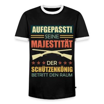 Schützenkönig betritt den Raum Schützenfest - Männer Kontrast-T-Shirt - Schwarz/Weiß - Vorne - AI Model Female 172 light (172cm) & AI Model Male 178 light (178cm)