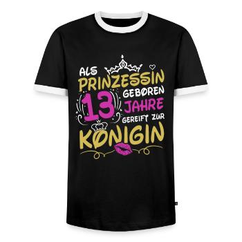 Als Prinzessin Geboren 13 Geburtstag Frau Mama - Männer Kontrast-T-Shirt - Schwarz/Weiß - Vorne - AI Model Female 172 light (172cm) & AI Model Male 178 light (178cm)