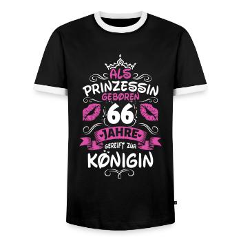 Als Prinzessin Geboren 66 Geburtstag Frau Mama - Männer Kontrast-T-Shirt - Schwarz/Weiß - Vorne - AI Model Female 172 light (172cm) & AI Model Male 178 light (178cm)