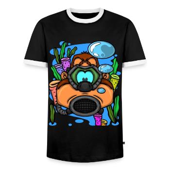 Scuba Diver Monkey Diving Goggles Scuba Diving - Männer Kontrast-T-Shirt - Schwarz/Weiß - Vorne - AI Model Female 172 light (172cm) & AI Model Male 178 light (178cm)