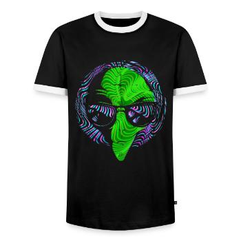 Alien Gift Extraterrestrial Ufo Area 51 Sci-fi - Men's Ringer Shirt - black/white - Front - AI Model Female 172 light (172cm) & AI Model Male 178 light (178cm)