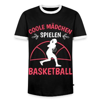 Coole Mädchen spielen Basketball Damen - Männer Kontrast-T-Shirt - Schwarz/Weiß - Vorne - AI Model Female 172 light (172cm) & AI Model Male 178 light (178cm)
