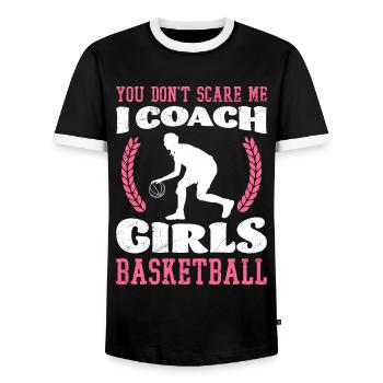 Basket-ball Girl Coach Basketball féminin - T-shirt contrasté Homme - noir/blanc - Devant - AI Model Female 172 light (172cm) & AI Model Male 178 light (178cm)
