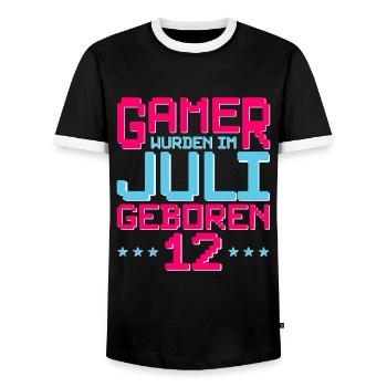 12. Geburtstag Juli Jahrgang 2010 Gamer - Männer Kontrast-T-Shirt - Schwarz/Weiß - Vorne - AI Model Female 172 light (172cm) & AI Model Male 178 light (178cm)