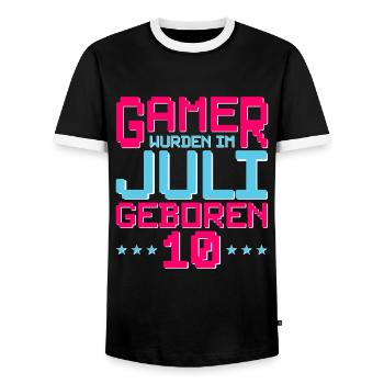 10. Geburtstag Juli Jahrgang 2012 Gamer - Männer Kontrast-T-Shirt - Schwarz/Weiß - Vorne - AI Model Female 172 light (172cm) & AI Model Male 178 light (178cm)