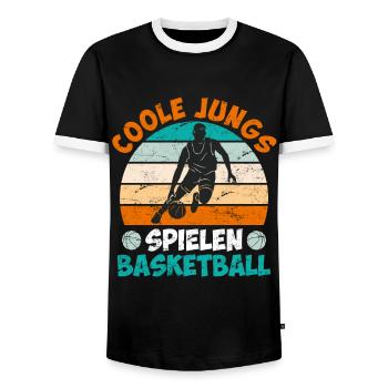 Coole Jungs spielen Basketball Basketballer - Männer Kontrast-T-Shirt - Schwarz/Weiß - Vorne - AI Model Female 172 light (172cm) & AI Model Male 178 light (178cm)