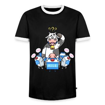 Milchkartons rufen Kuh Mama Milchbauernkuh - Männer Kontrast-T-Shirt - Schwarz/Weiß - Vorne - AI Model Female 172 light (172cm) & AI Model Male 178 light (178cm)