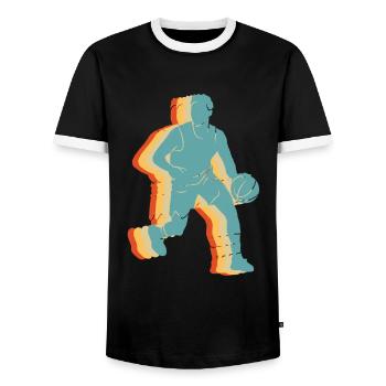 Basket vintage - T-shirt contrasté Homme - noir/blanc - Devant - AI Model Female 172 light (172cm) & AI Model Male 178 light (178cm)