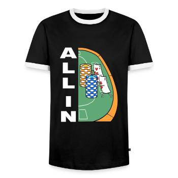 Joueur de poker 7 et 2 cartes de poker All In Poker - T-shirt contrasté Homme - noir/blanc - Devant - AI Model Female 172 light (172cm) & AI Model Male 178 light (178cm)