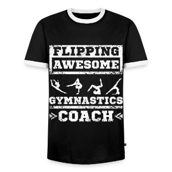 Flipping awesom gymnastics coach - Men's Ringer Shirt - black/white - Front - AI Model Female 172 light (172cm) & AI Model Male 178 light (178cm)