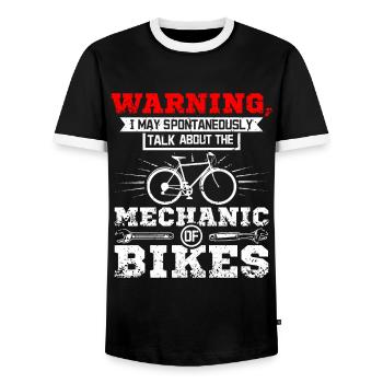 Talk about the mechanic of bikes - Men's Ringer Shirt - black/white - Front - AI Model Female 172 light (172cm) & AI Model Male 178 light (178cm)