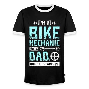 Im a bike mechanic and a dad nothing scares me - Men's Ringer Shirt - black/white - Front - AI Model Female 172 light (172cm) & AI Model Male 178 light (178cm)