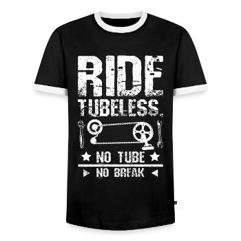 Ride tubeless no tune no break - Men's Ringer Shirt - black/white - Front - AI Model Female 172 light (172cm) & AI Model Male 178 light (178cm)