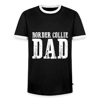 Border Collie Dad - Männer Kontrast-T-Shirt - Schwarz/Weiß - Vorne - AI Model Female 172 light (172cm) & AI Model Male 178 light (178cm)