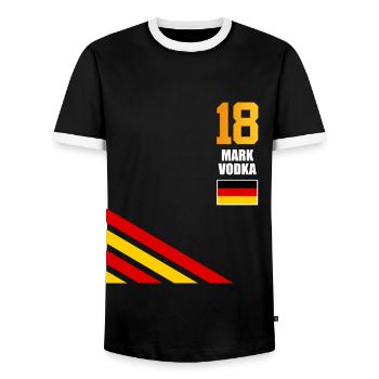 Sauftrikot Deutschland Mark Vodka - Männer Kontrast-T-Shirt - Schwarz/Weiß - Vorne - AI Model Female 172 light (172cm) & AI Model Male 178 light (178cm)