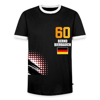 Sauftrikot Deutschland Bernd Bierbauch - Männer Kontrast-T-Shirt - Schwarz/Weiß - Vorne - AI Model Female 172 light (172cm) & AI Model Male 178 light (178cm)