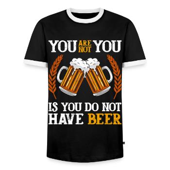 Buveur de bière Hommes Bière - T-shirt contrasté Homme - noir/blanc - Devant - AI Model Female 172 light (172cm) & AI Model Male 178 light (178cm)