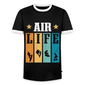 Air Life Wakeboard Wakeboarding - T-shirt contrasté Homme - noir/blanc - Devant - AI Model Female 172 light (172cm) & AI Model Male 178 light (178cm)