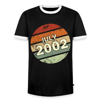 20ème anniversaire Juillet millésime 2002 idée cadeau - T-shirt contrasté Homme - noir/blanc - Devant - AI Model Female 172 light (172cm) & AI Model Male 178 light (178cm)